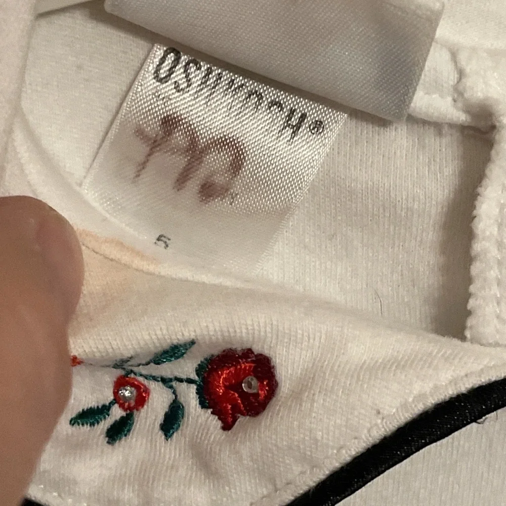 Vintage OshKosh B' Gosh Long Sleeve Peter Pan Collar Flower Embroidered Girls 5T